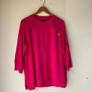 Lane Bryant Vibrant Pink Lightweight Sweater top with gold buttons Size 18/20